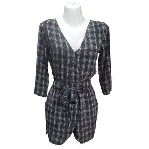 Haven Silk Romper Playsuit Jumpsuit Long Sleeve L Black